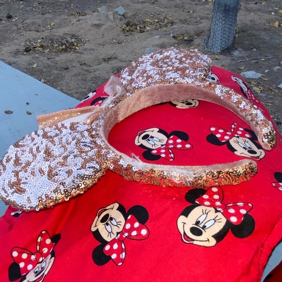 Authentic Disney Minnie Mouse Sequin Ear Headband for Adults – Rose Gold & Pink - Picture 5 of 7